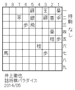 玉方/11香、12歩、24香、31玉、32銀、51銀、72金/攻方/15歩、22香、25桂、37歩、46桂、52銀、53飛、63歩、97馬/持駒/なし/
